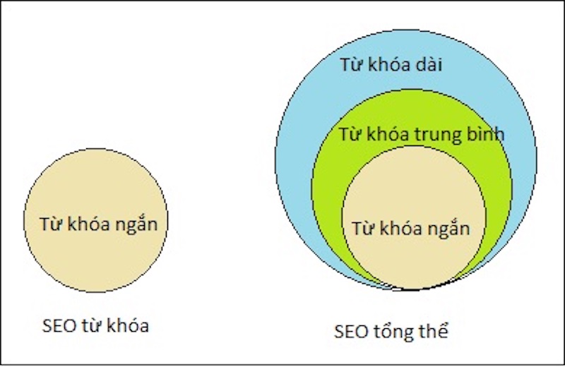 SEO tổng thể sẽ tối ưu cho toàn bộ từ khóa ngắn, vừa và dài